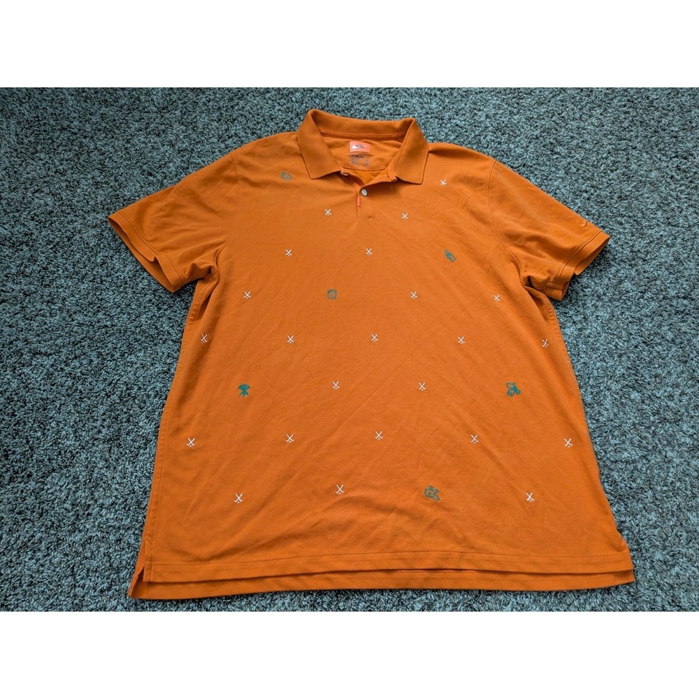 Nike Dri-Fit Charms Pique Golf Polo Shirt Mens 2XL CI9771-847 Orange Embroidered